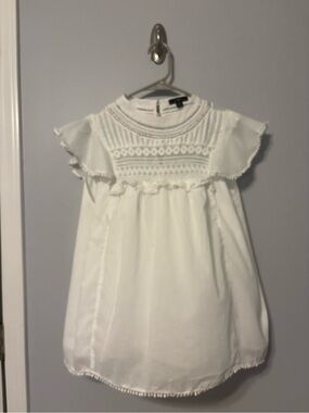 J. Crew White Eyelet Ruffle Yoke Blouse - women